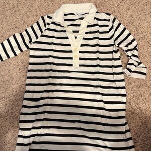 Striped Black and White Collared maternity dress